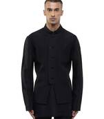 Black plain silk Kurta Bandi set