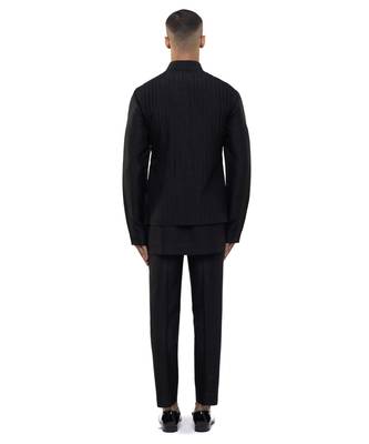 Black plain silk Kurta Bandi set 4