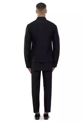 Black plain silk Kurta Bandi set
