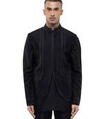 Black plain silk Kurta Bandi set