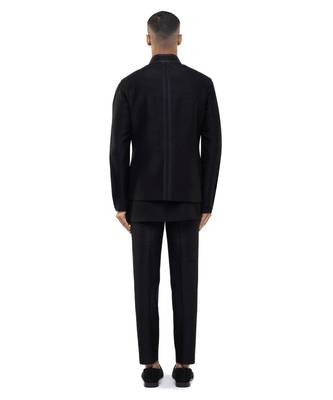 Black plain silk Kurta Bandi set 4