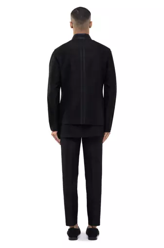Black plain silk Kurta Bandi set