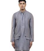 Grey plain silk Kurta Bandi set