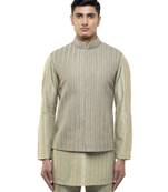 Green embroidered silk Kurta Bandi set