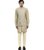 Green embroidered silk Kurta Bandi set