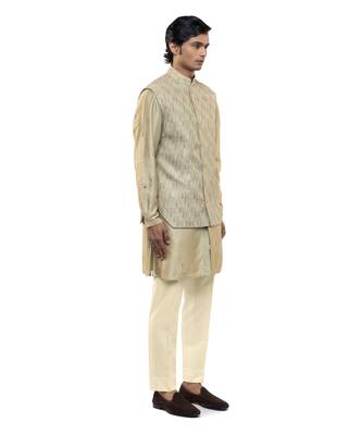Green embroidered silk Kurta Bandi set 3