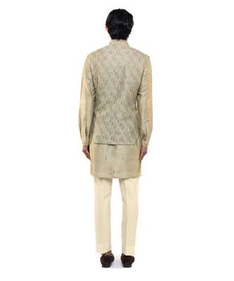 Green embroidered silk Kurta Bandi set 4