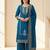 blue mirror-work cotton kurta set with embroidered dupatta