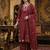 Maroon floral embroidered cotton kurta set with dupatta