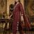 Maroon floral embroidered cotton kurta set with dupatta
