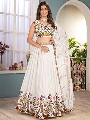 Fantastic Off-White Embroidered Net Wedding Wear Lehenga Choli 1