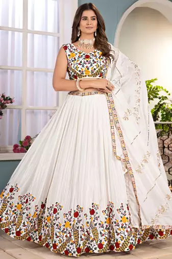 Fantastic Off-White Embroidered Net Wedding Wear Lehenga Choli