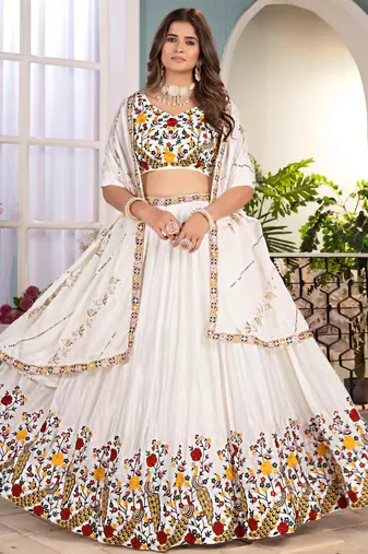 Fantastic Off-White Embroidered Net Wedding Wear Lehenga Choli