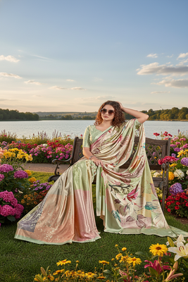 multicolor  printed saree with blouse 4