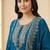 blue mirror-work cotton kurta set with embroidered dupatta