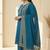 blue mirror-work cotton kurta set with embroidered dupatta
