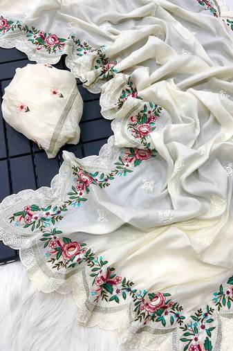 white tissue paithani silk saree with zari weave