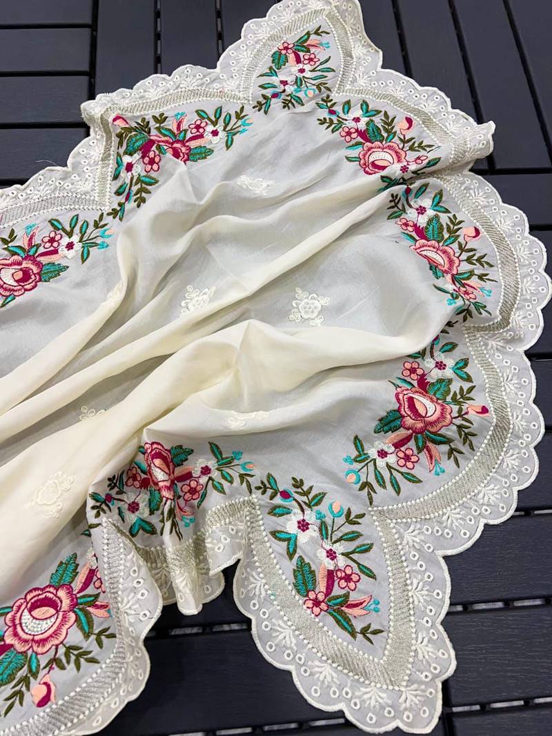 white tissue paithani silk saree with zari weave