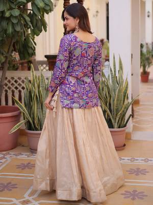 Outstanding Purple Zari Weaving Wedding Wear Lehenga With Peplum Top 7