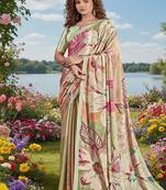 multicolor  printed saree with blouse