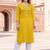 Yellow  embroidered rayon kurta set