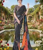 multicolor  printed saree with blouse