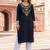 Navy embroidered rayon kurta set