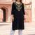 Black embroidered rayon kurta set