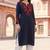 Navy  embroidered rayon kurta set