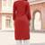Red embroidered rayon kurta set