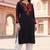 Black embroidered rayon kurta set