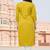 Yellow embroidered rayon kurta set