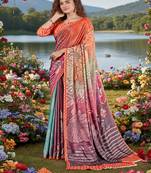 multicolor  printed saree with blouse