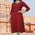 Red  embroidered rayon kurta set