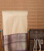 Dusky white and dusky lavender vairaoosi soft silk saree