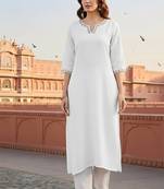 White  embroidered rayon kurta set