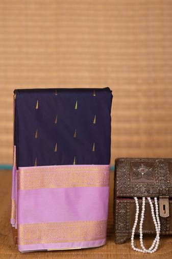 Navy blue and lavender semi silk saree