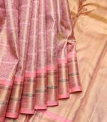 Peach tissue pure zari silk saree