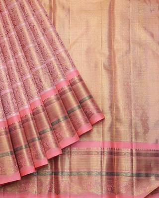 Peach tissue pure zari silk saree 2