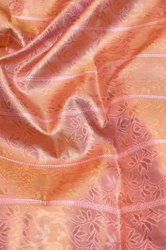 Peach tissue zari silk saree with blouse
