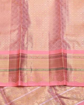 Peach tissue pure zari silk saree 4