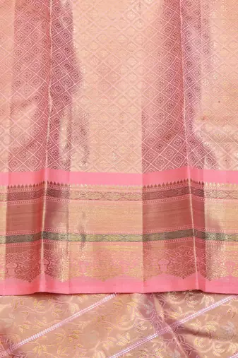 Peach tissue zari silk saree with blouse