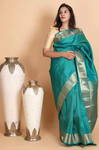 Peacock green kanjivaram pattu saree