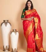 Vermillion red pure kanjivaram silk saree
