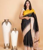 Black and off white kanjivaram pattu saree
