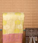 Pastel green and mauve lavender designer soft silk saree