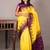 Bright yellow and purple pure  kanjivaram silk saree