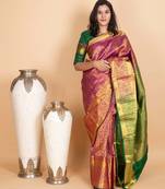 Magenta and forest green pure kanjivaram silk saree