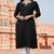 Black embroidered rayon kurta set