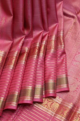 Pink and red pure zari silk saree